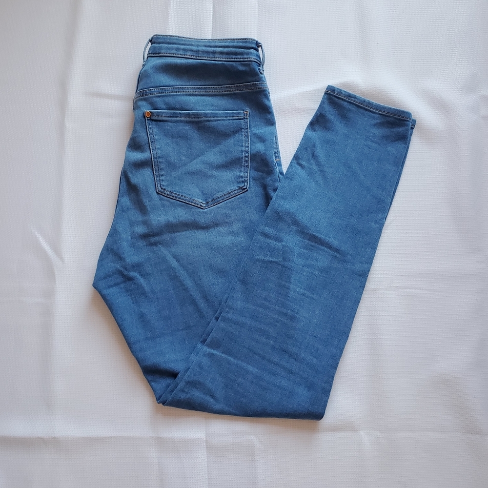High Waist Medium Blue Skinny Jeans Size 8